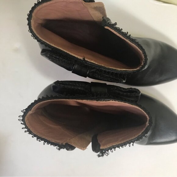 RED Valentino Bow Leather Ankle Booties Kitten Heels Almond Toe Zip Shoes Boots - Picture 13 of 16